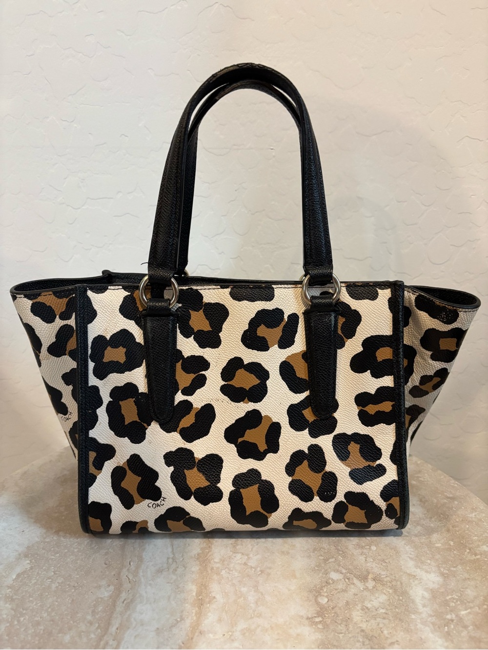 Coach Mini Crosby Carryall Leopard Print Tote Bag in Black & Brown - Picture 9 of 15